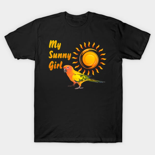 Sun Conure Parrot Sunny Sunshine Girl T-Shirt by Einstein Parrot